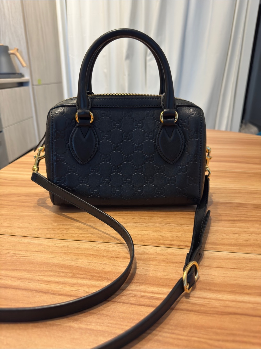 Gucci Black Microguccissima Leather Satchel with Gold-Tone Hardware